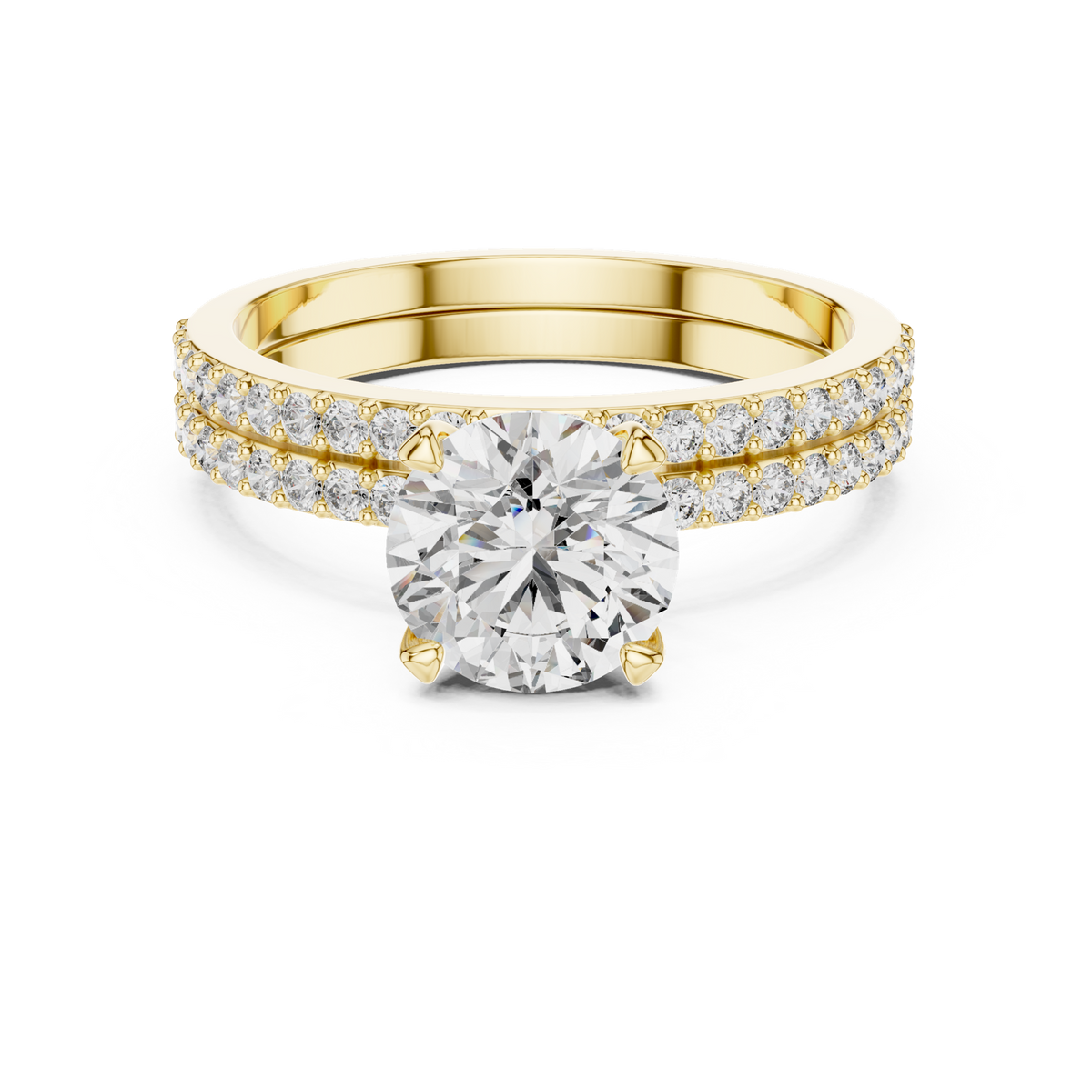 14K Solid Gold Lab Diamond Solitaire Ring, Yellow Gold