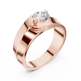 14K Solid Gold Lab Diamond Solitaire Ring, Rose Gold, view 2