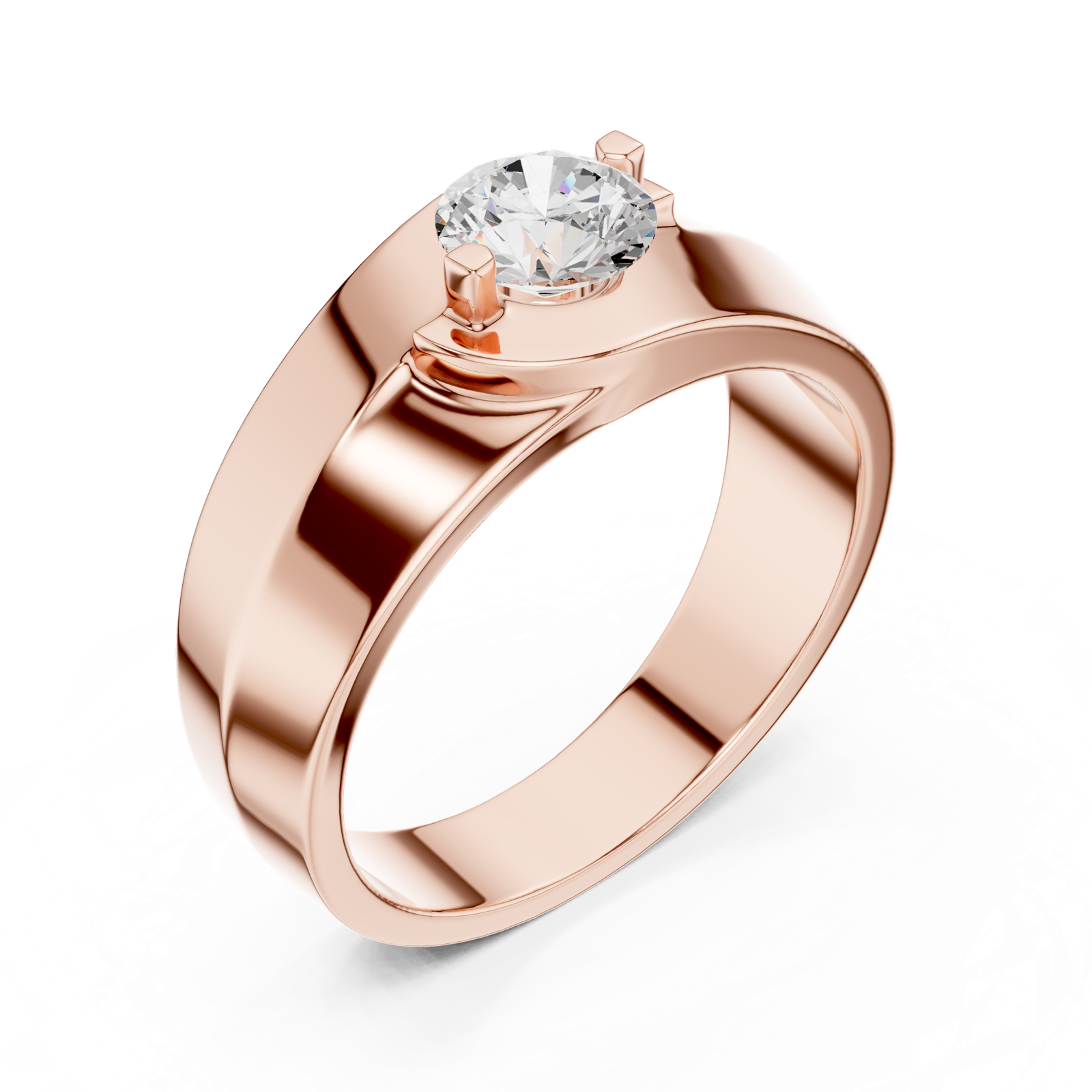 14K Solid Gold Lab Diamond Solitaire Ring, Rose Gold, view 2