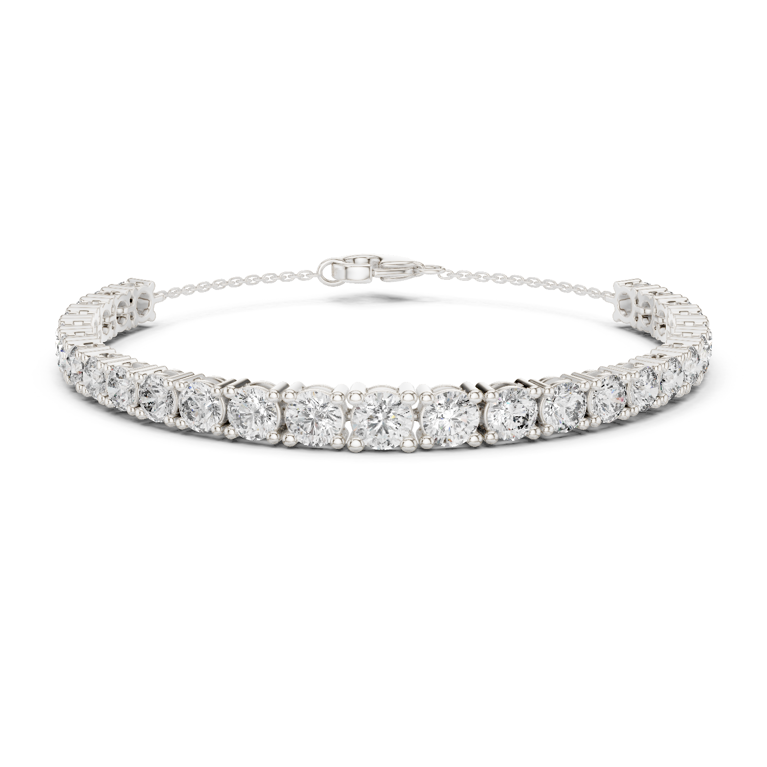 14K Solid Gold Lab Diamond Bracelet, White Gold