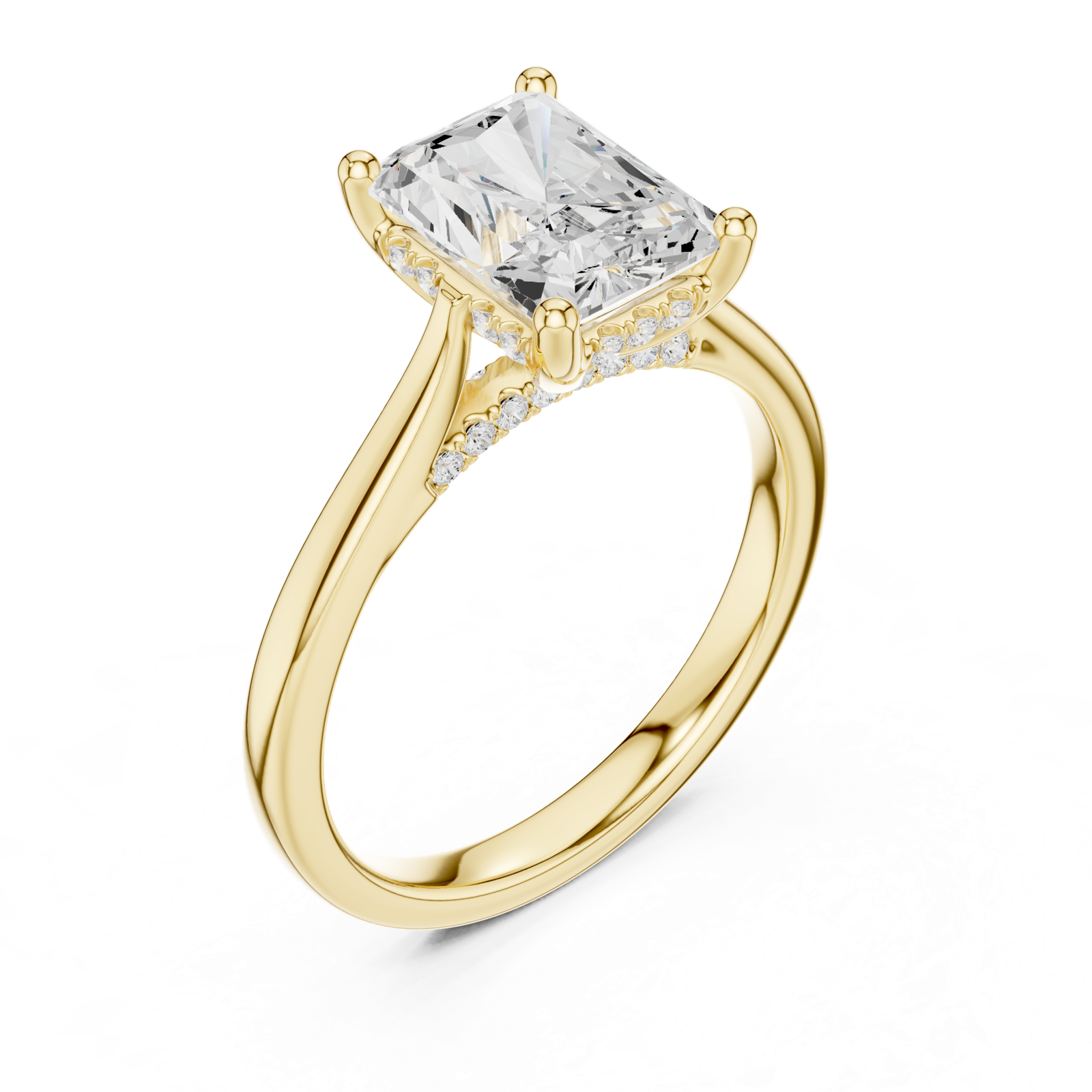 Gold Ring DDLR-163, Radiant center stone, Yellow Gold, view 2