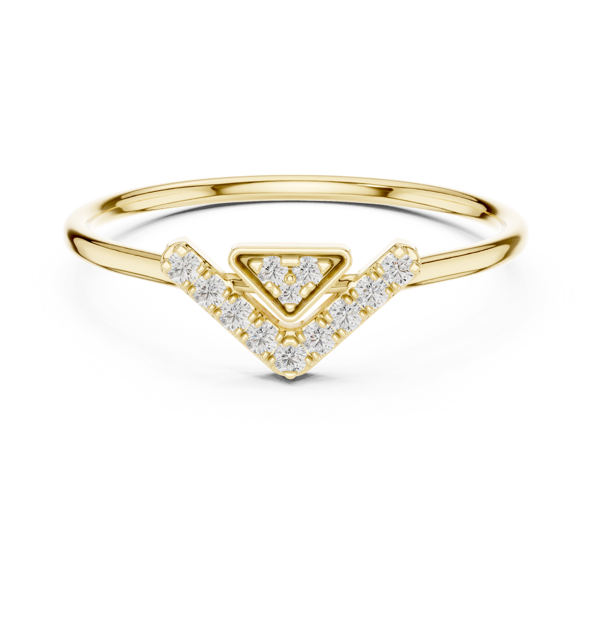 14K Solid Gold Lab Diamond Cluster Ring, Yellow Gold