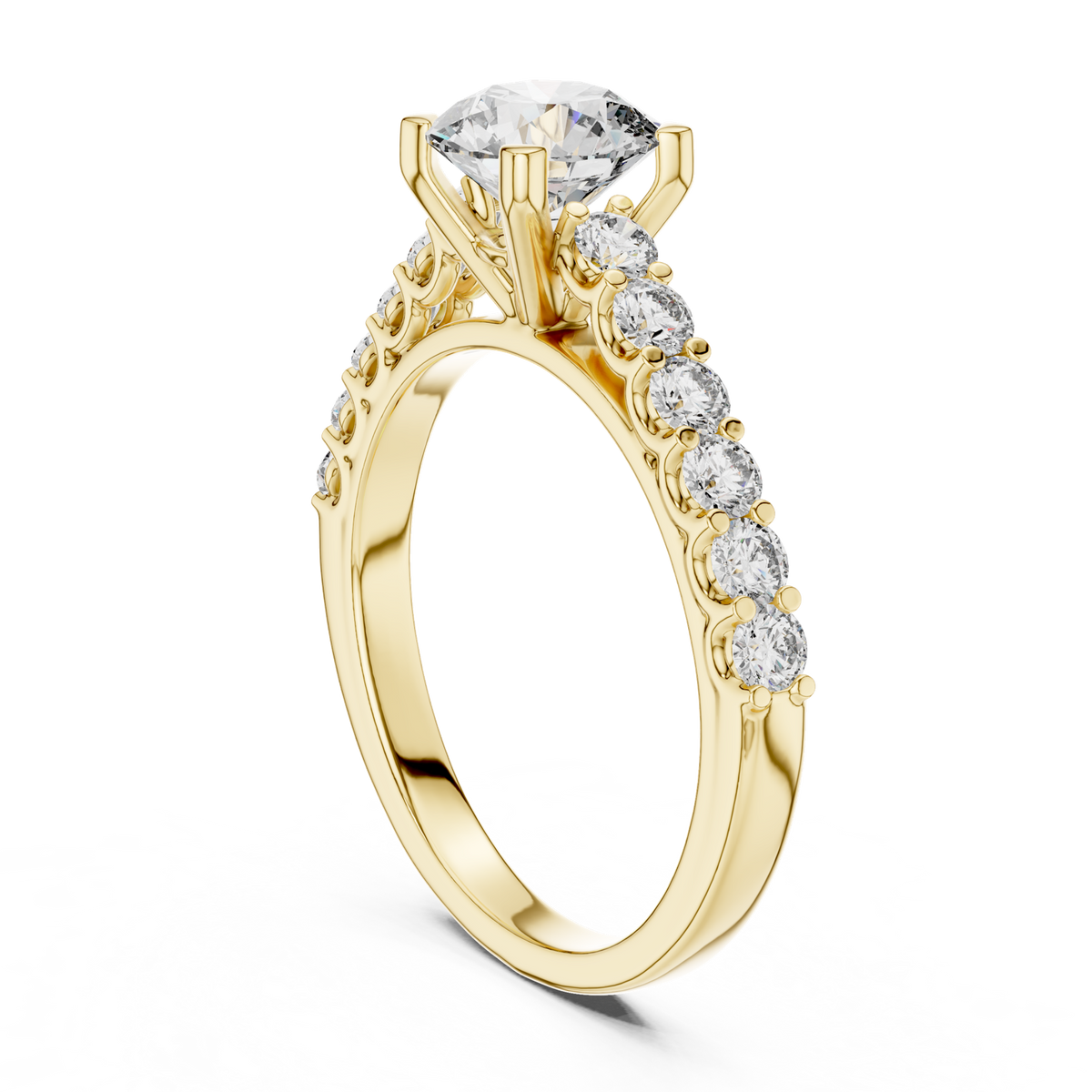 14K Solid Gold Lab Diamond Solitaire Ring, Yellow Gold, view 1