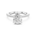 Gold Ring DDLR-177, Pear center stone, White Gold, view 4