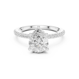 Gold Ring DDLR-177, Pear center stone, White Gold, view 4