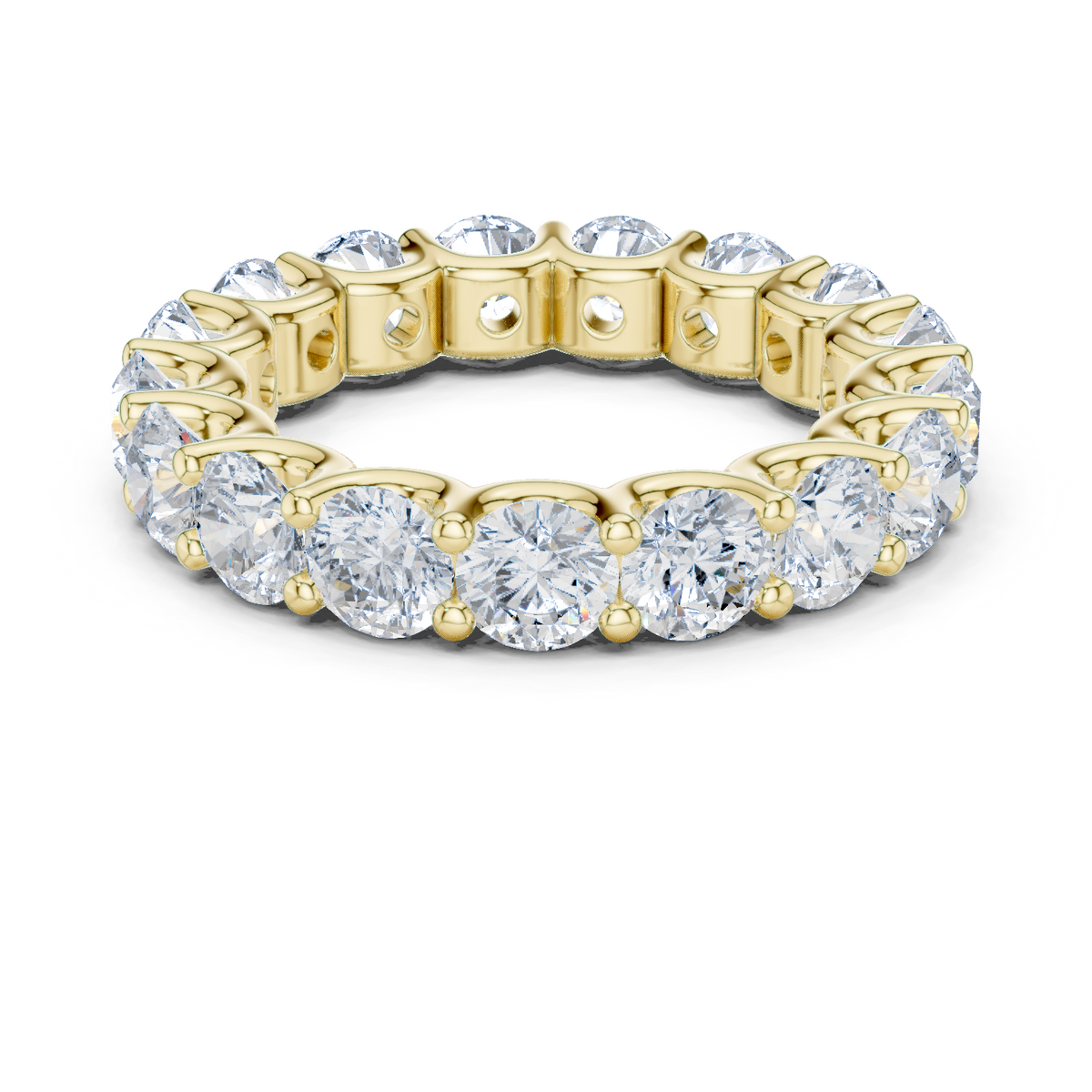 14K Solid Gold Lab Diamond Eternity Ring, Yellow Gold