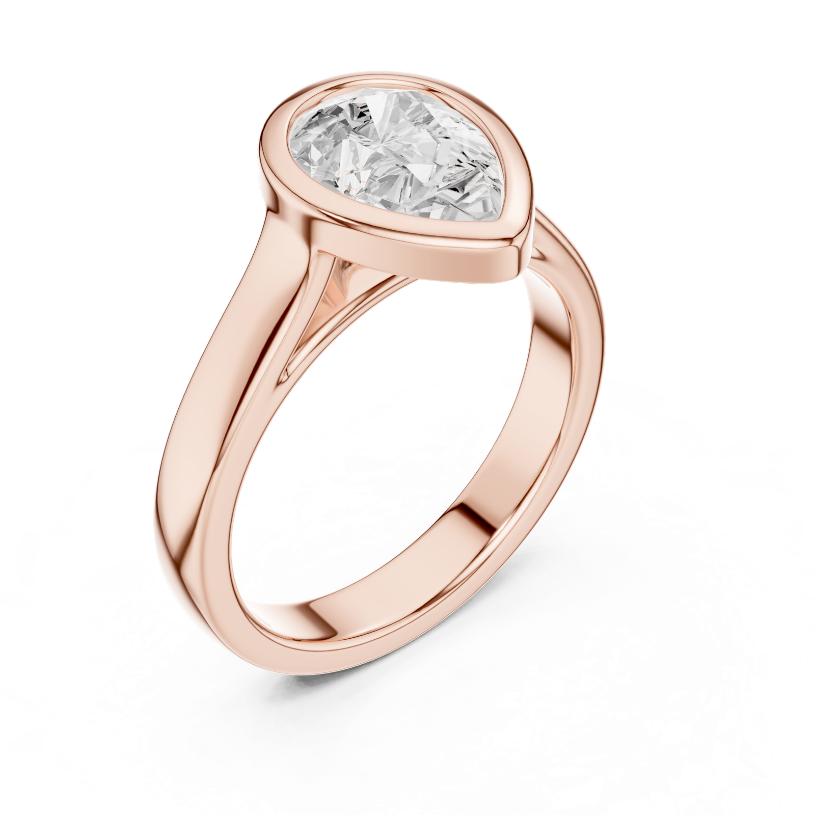 Gold Jewelry L36-3, Pear center stone, Rose Gold, view 2