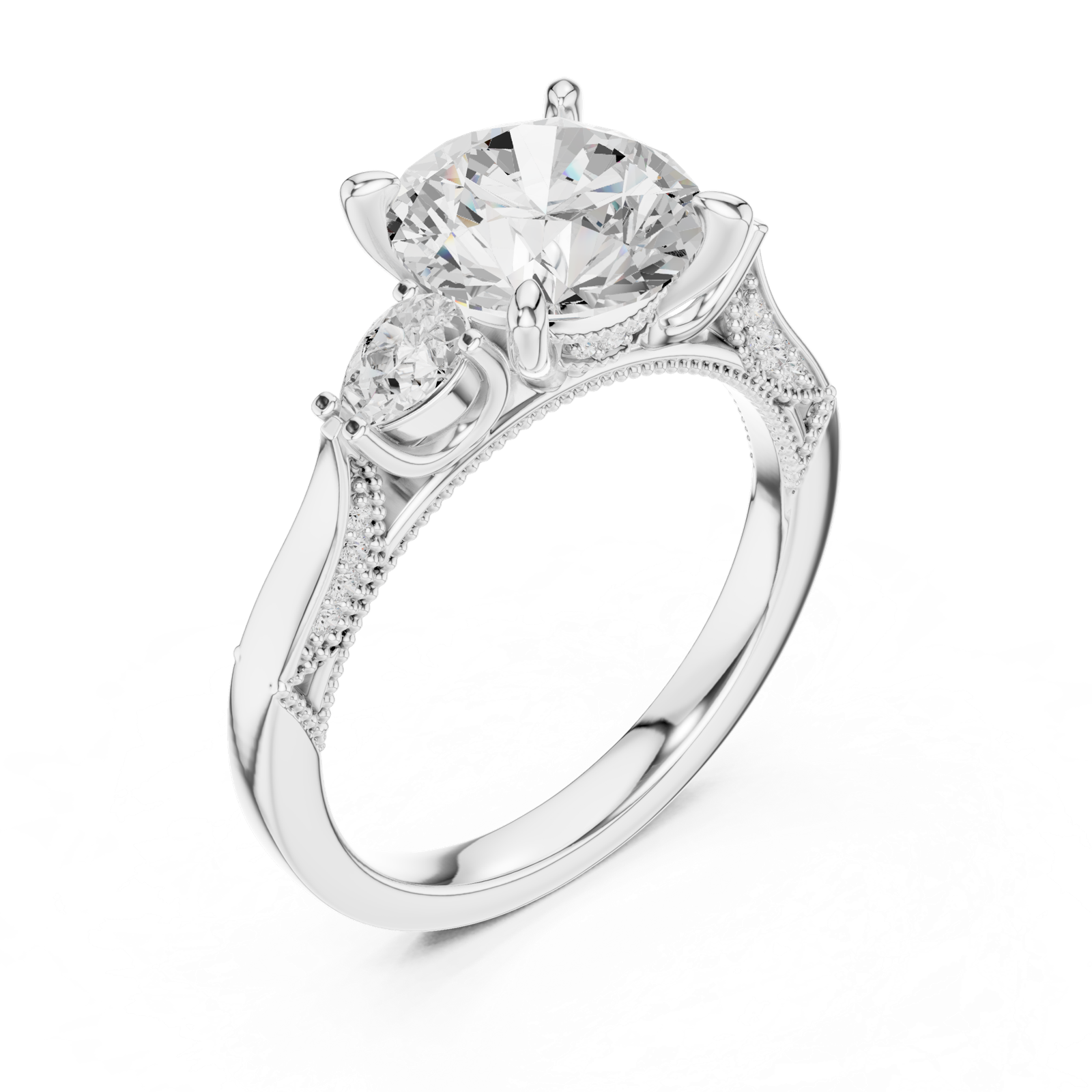 Gold Ring DDLR-1045, White Gold, view 2