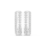 14K Solid Gold Lab Diamond Huggie Earrings, White Gold
