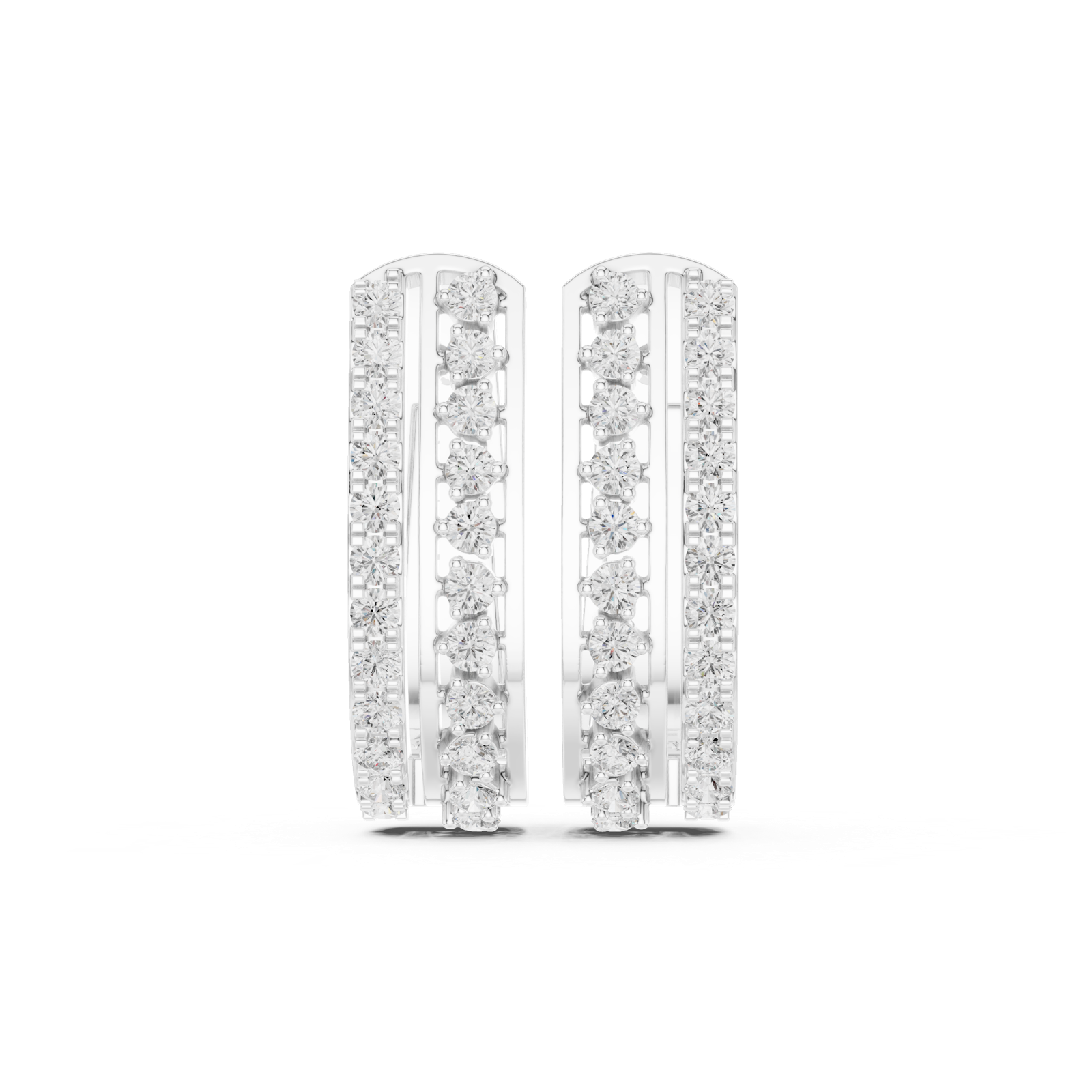 14K Solid Gold Lab Diamond Huggie Earrings, White Gold