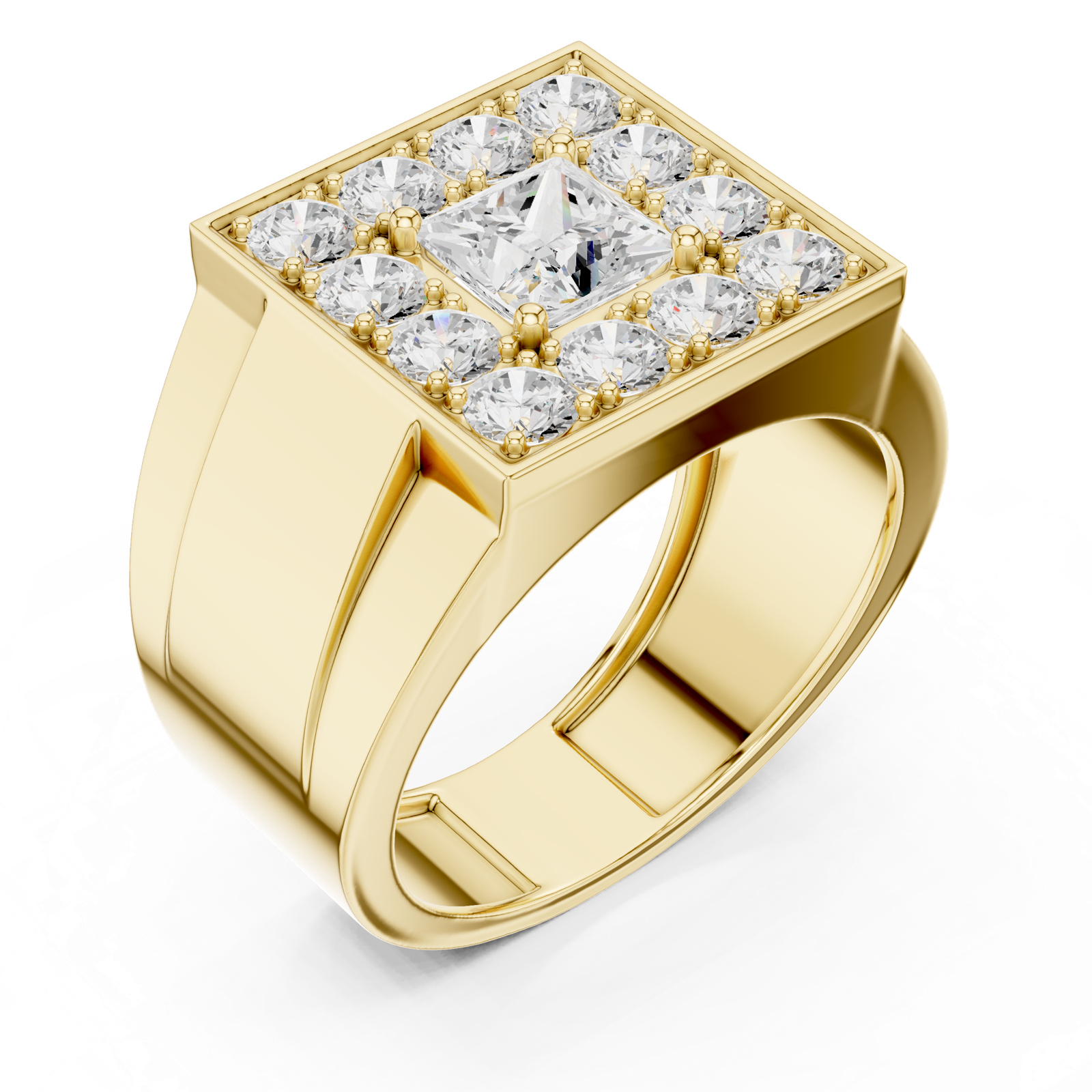 14K Solid Gold Lab Diamond Halo Ring, Yellow Gold, view 2