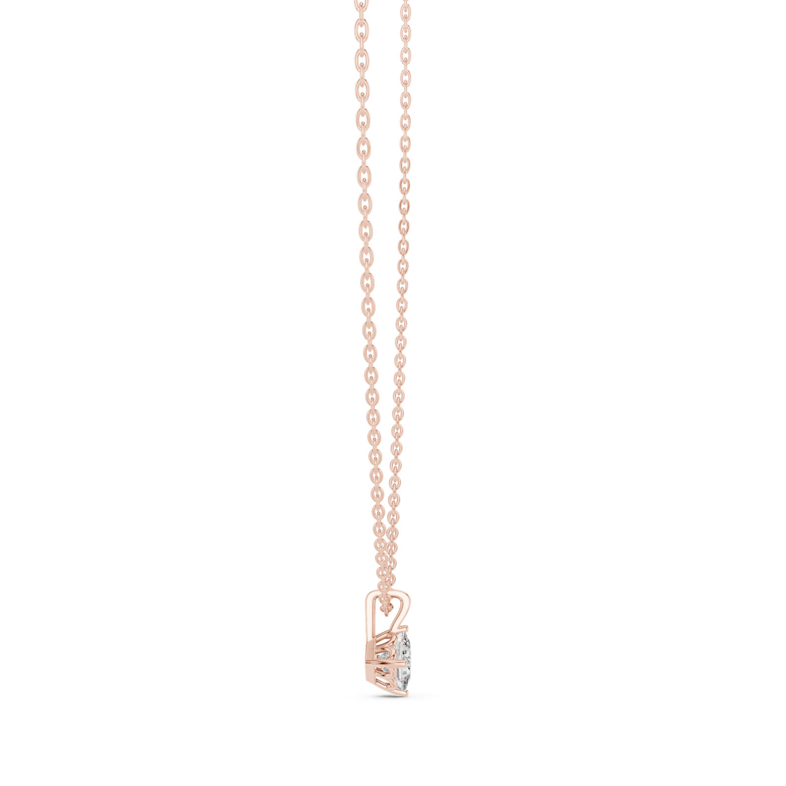 14K Solid Gold Lab Diamond Solitaire Pendant Necklace, Rose Gold, view 3