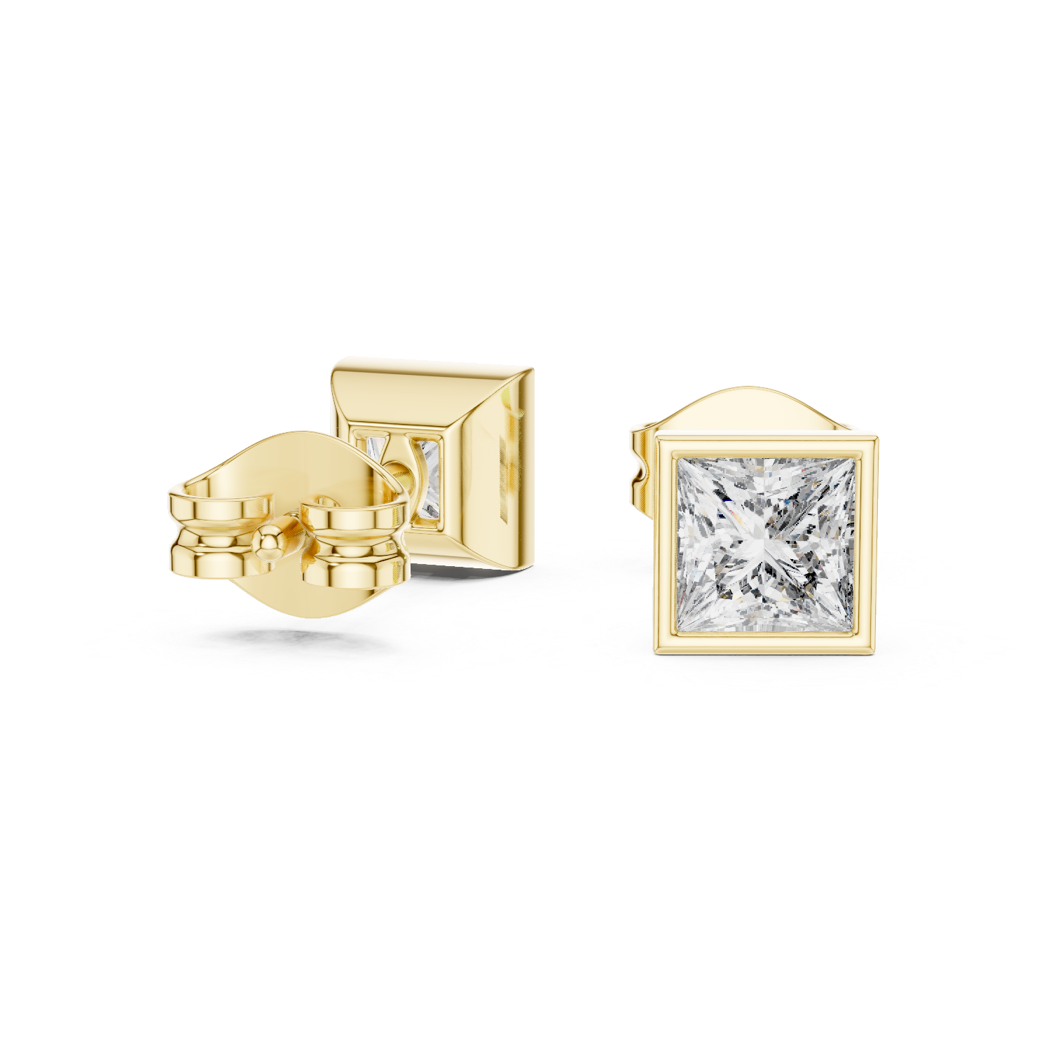 14K Solid Gold Lab Diamond Stud Earrings, Yellow Gold, view 1