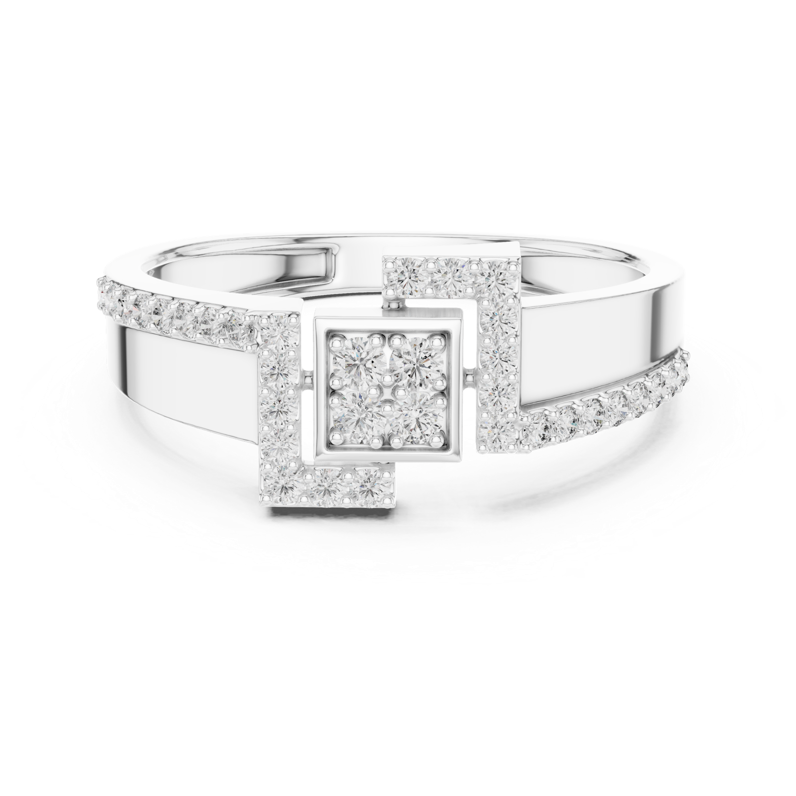 Gold Ring LR-01 (48), White Gold, view 4