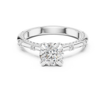 14K Solid Gold Lab Diamond Solitaire Ring, White Gold