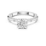 14K Solid Gold Lab Diamond Solitaire Ring, White Gold