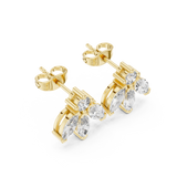 14K Solid Gold Lab Diamond Flower Cluster Earrings, Yellow Gold, view 2