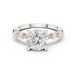 Gold Ring DDLR-168, Round center stone, White Gold