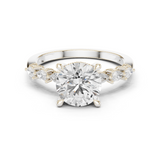 Gold Ring DDLR-168, Round center stone, White Gold