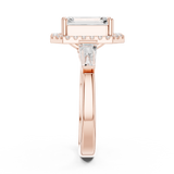 Gold Ring, Emerald center stone, Rose Gold, view 3