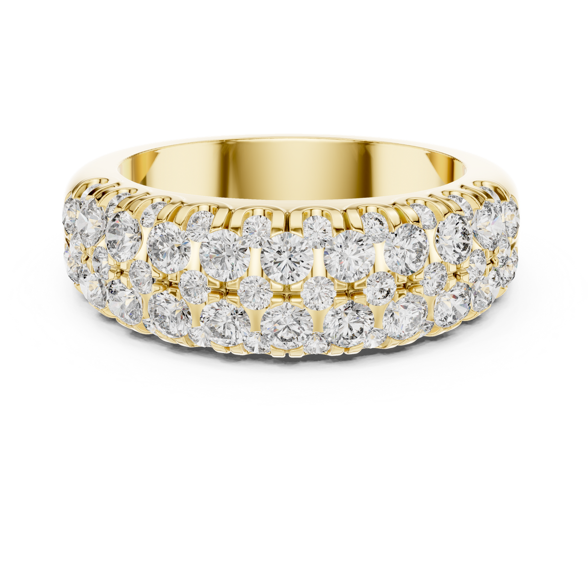 14K Solid Gold Lab Diamond Eternity Ring, Yellow Gold