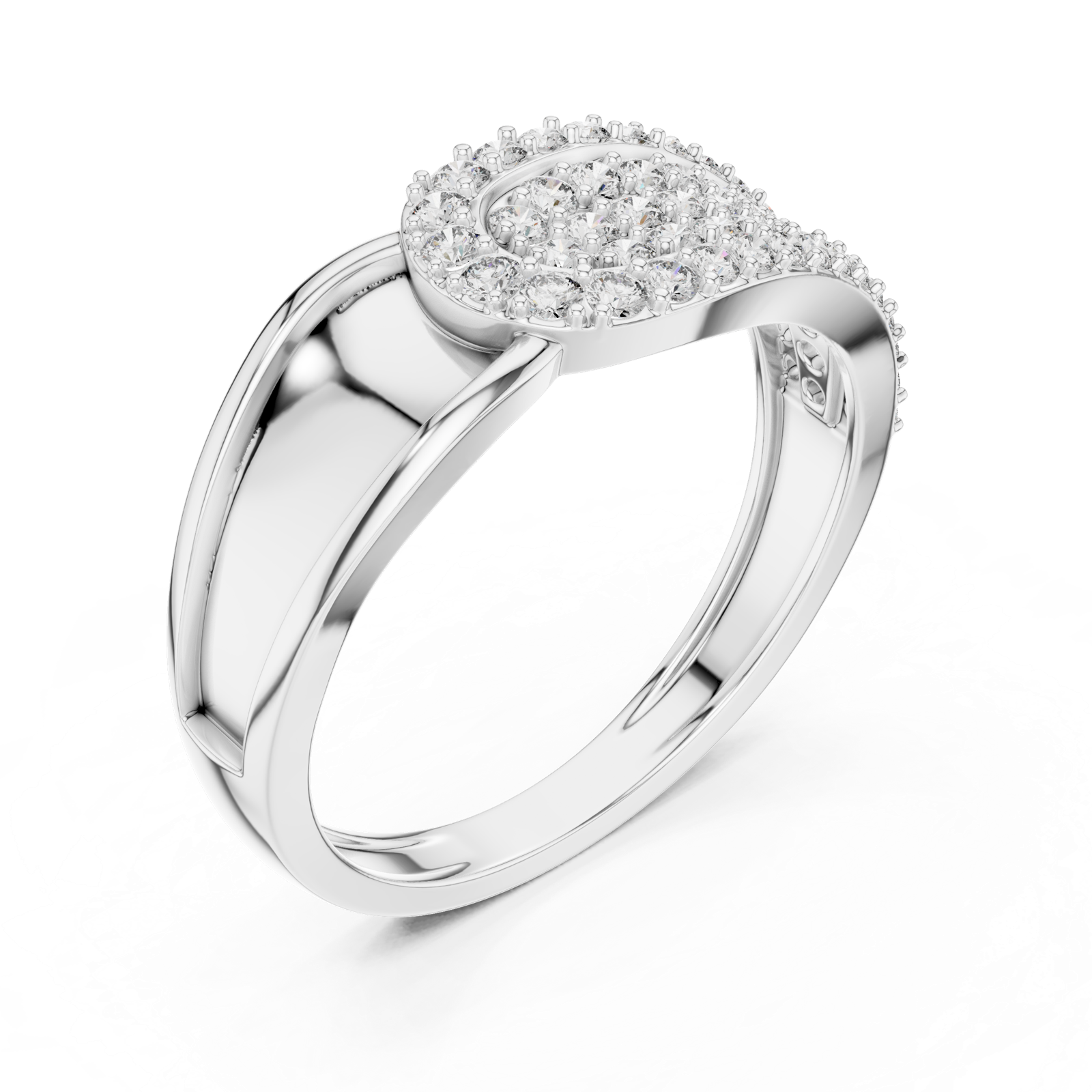 Gold Ring LR-01 (5), White Gold, view 2