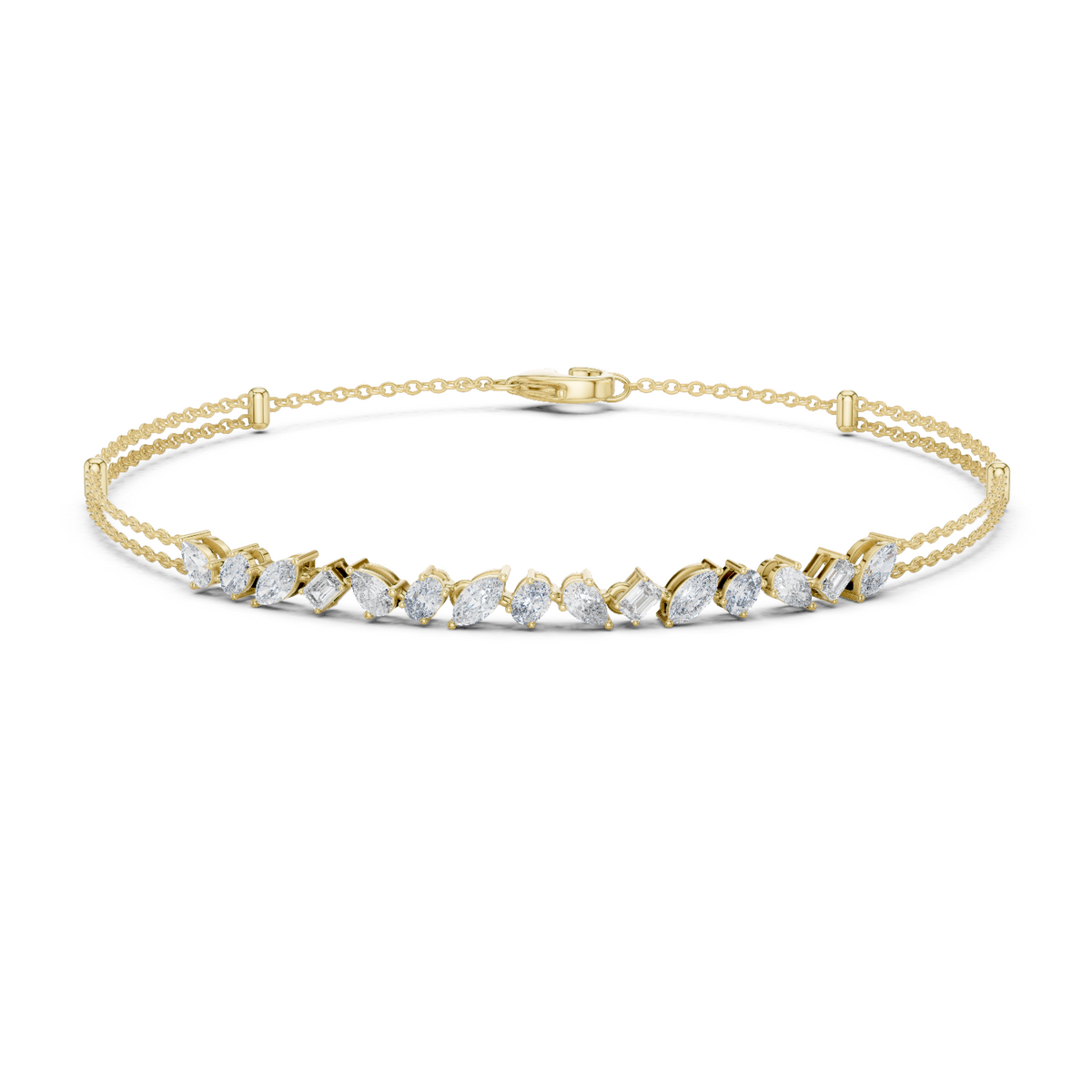 14K Solid Gold Lab Diamond Bracelet, Yellow Gold
