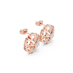 14K Solid Gold Lab Diamond Flower Cluster Earrings, Rose Gold, view 1