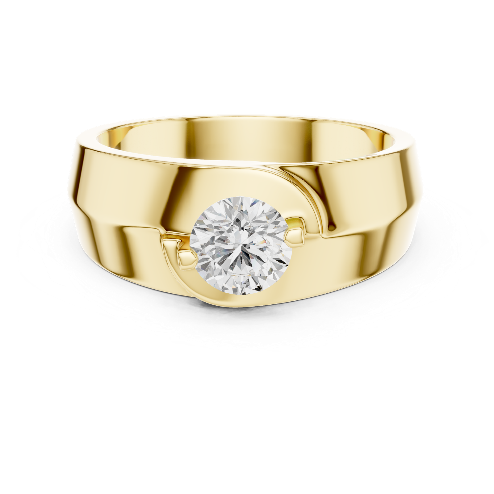 14K Solid Gold Lab Diamond Solitaire Ring, Yellow Gold, view 4