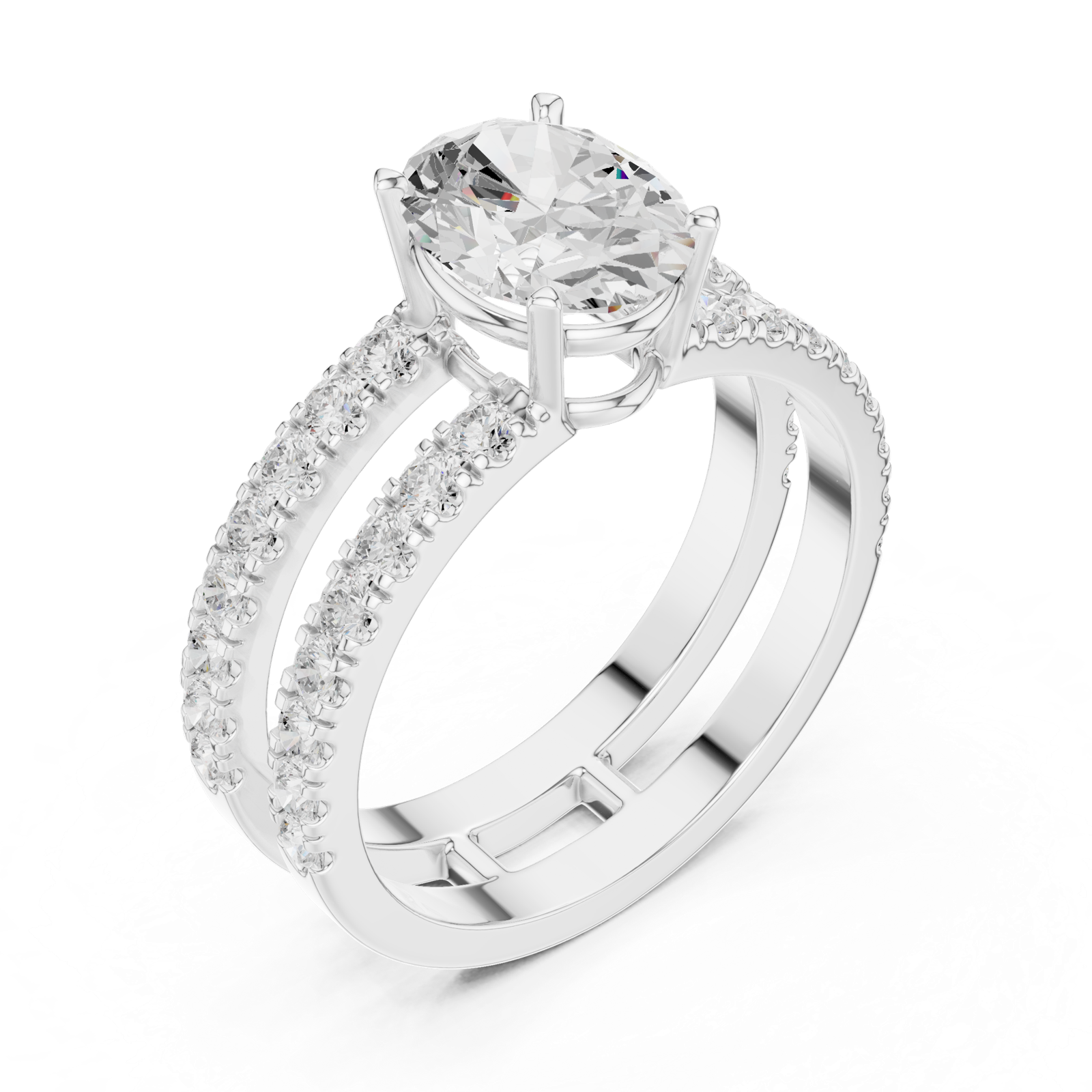 Gold Ring DDLR-1060, White Gold, view 2