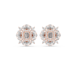 14K Solid Gold Lab Diamond Halo Earrings, Rose Gold