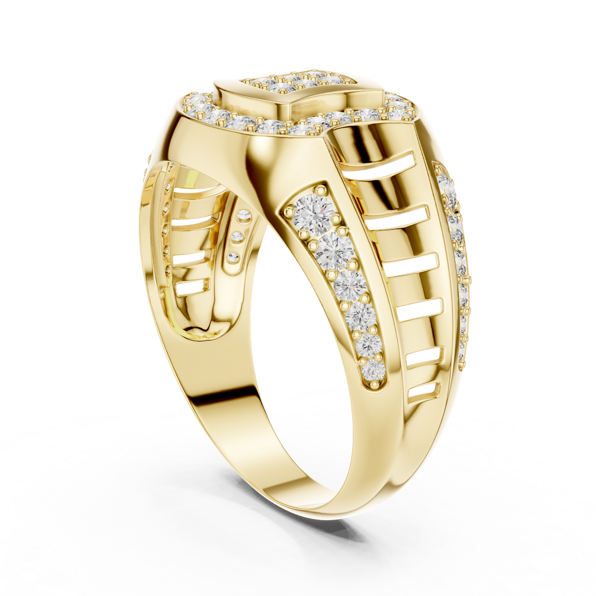 14K Solid Gold Lab Diamond Cluster Ring, Yellow Gold, view 1