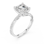 Gold Ring DDLR-167, Asscher center stone, White Gold, view 2