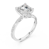 Gold Ring DDLR-167, Asscher center stone, White Gold, view 2