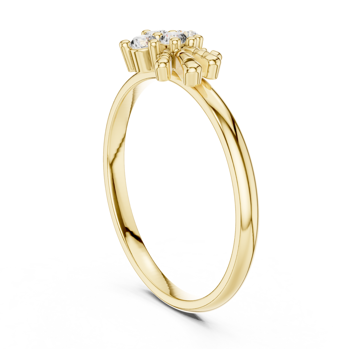 14K Solid Gold Lab Diamond Flower Cluster Ring, Yellow Gold, view 1