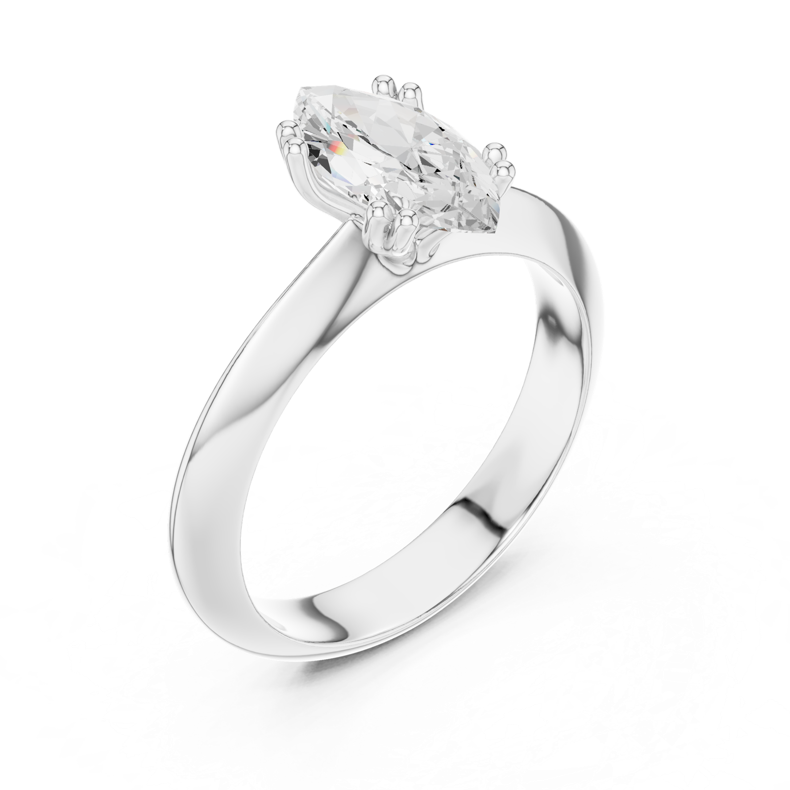 Gold Jewelry L36-8, Marquise center stone, White Gold, view 2