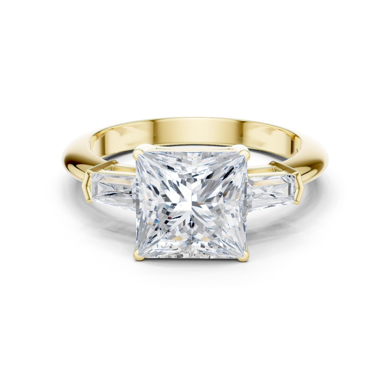 Gold Jewelry L35-67, Princess center stone, Yellow Gold