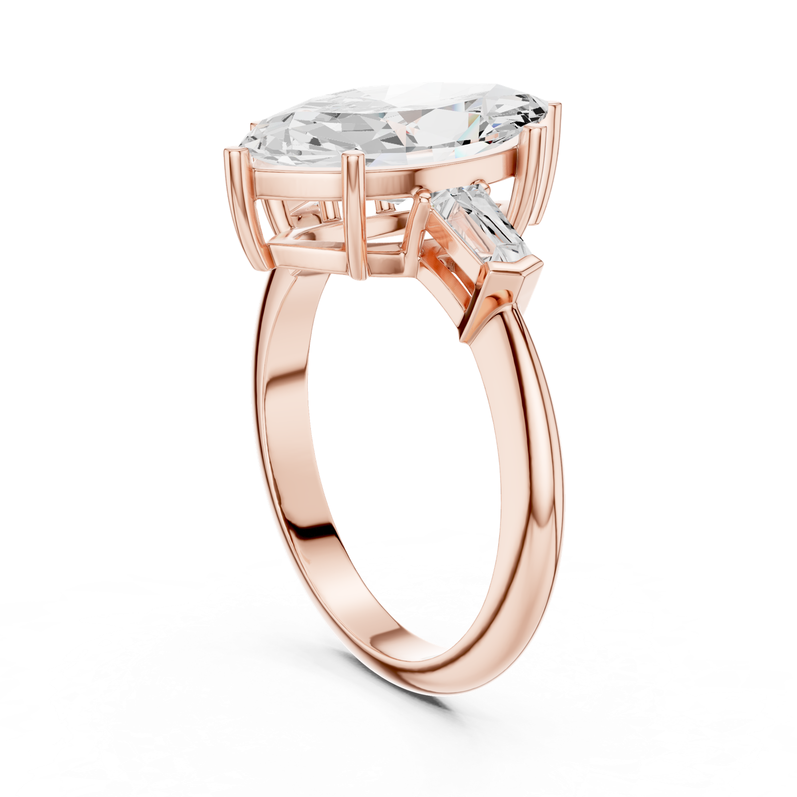 Gold Jewelry L35-67, Marquise center stone, Rose Gold, view 1