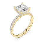 Gold Ring DDLR-161, Princess center stone, Yellow Gold, view 2