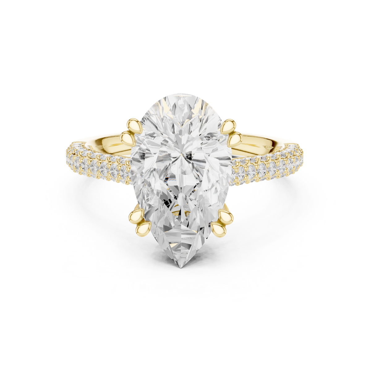 14K Solid Gold Lab Diamond Solitaire Ring, Yellow Gold