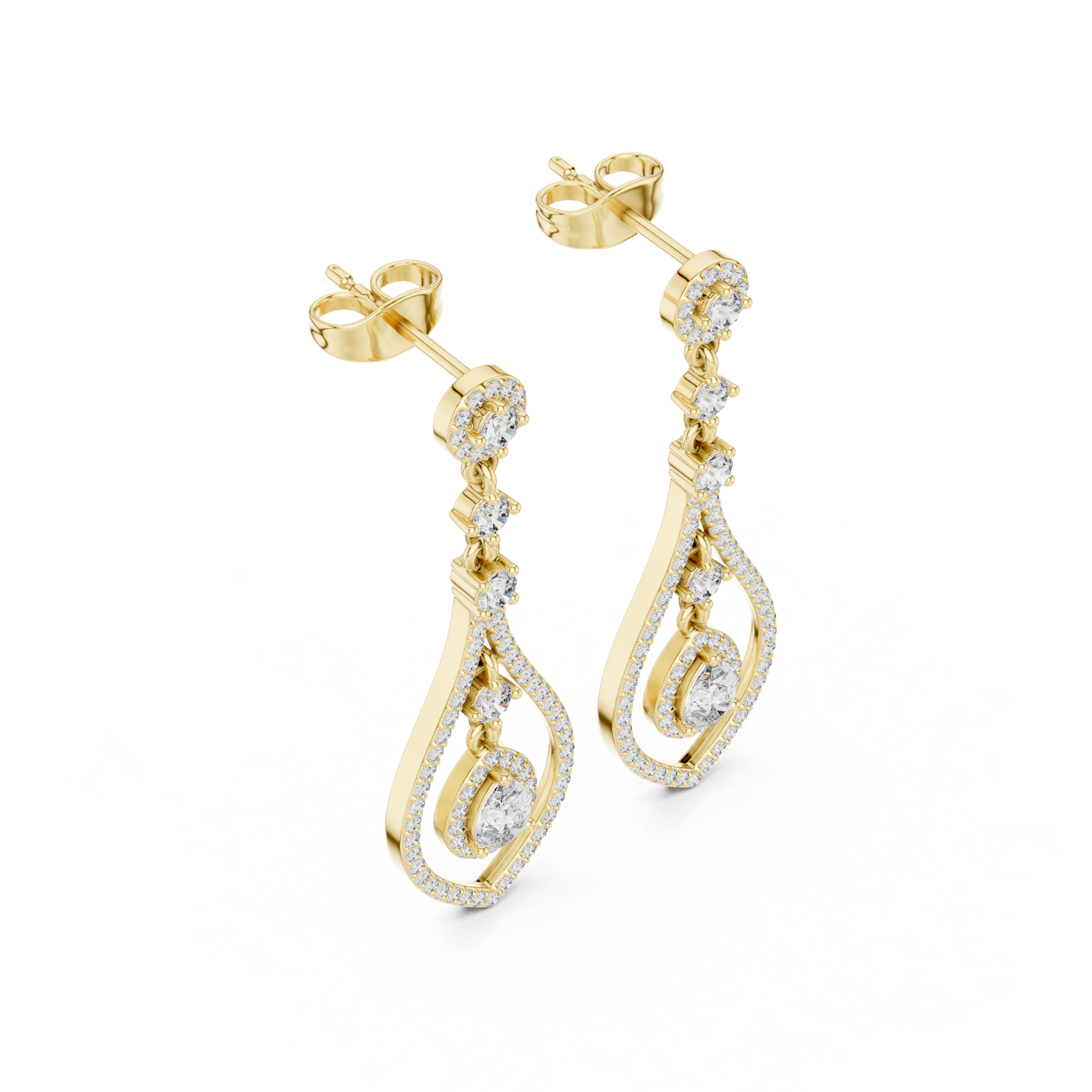 Gold Earrings 3-10006E_115_M, Yellow Gold, view 2