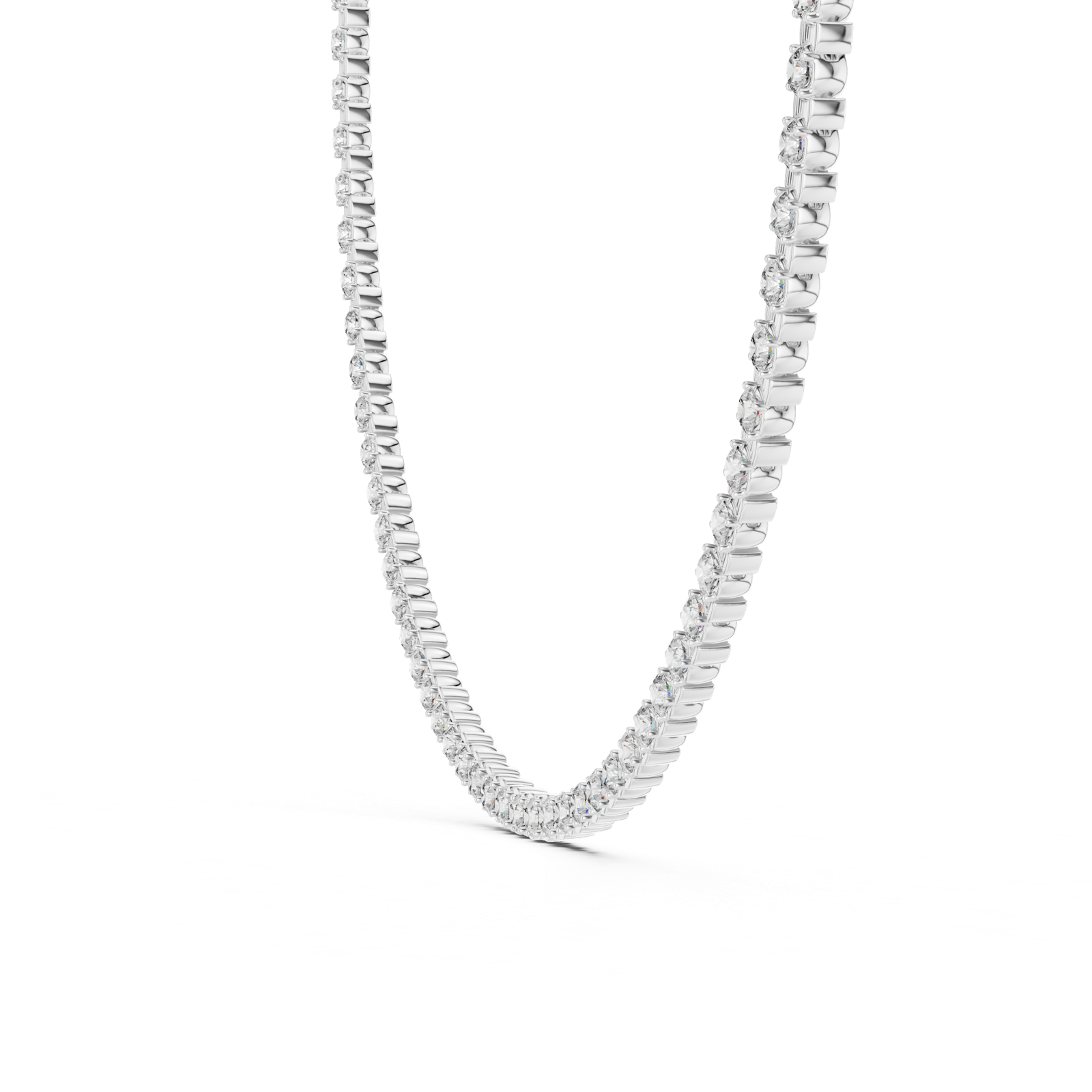 14K Solid Gold Lab Diamond Tennis Necklace, White Gold, view 3