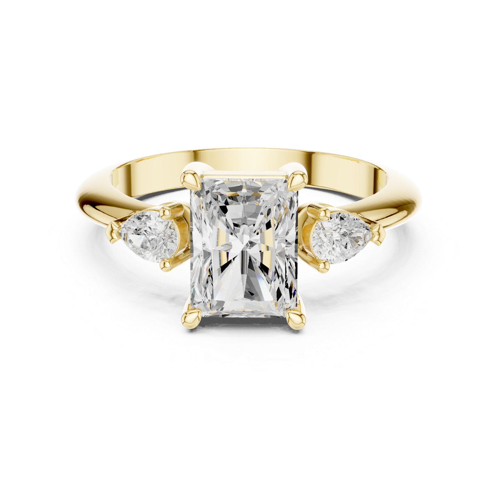Gold Jewelry L35-66, Radiant center stone, Yellow Gold, view 4