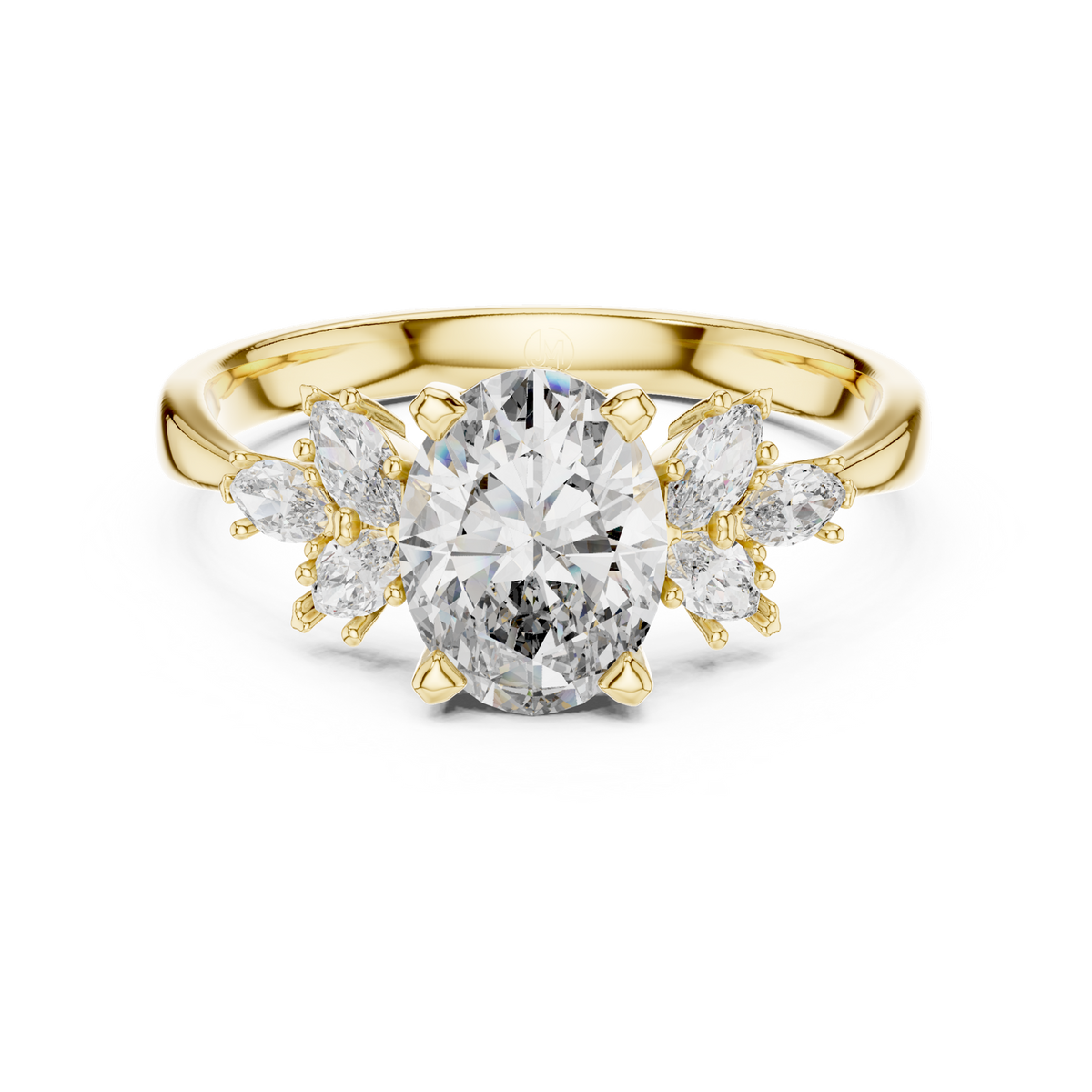14K Solid Gold Lab Diamond Solitaire Ring, Yellow Gold