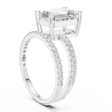 Gold Jewelry L35-39, Emerald center stone, White Gold, view 1