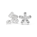 14K Solid Gold Lab Diamond Flower Cluster Earrings, White Gold, view 1