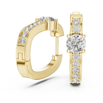 14K Solid Gold Lab Diamond Huggie Earrings, Yellow Gold, view 1