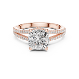 Gold Ring DDLR-252, Cushion center stone, Rose Gold, view 4