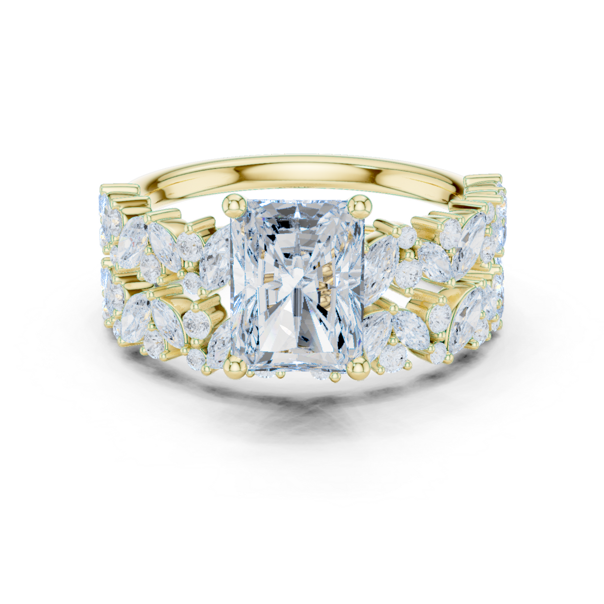 14K Solid Gold Lab Diamond Solitaire Ring, Yellow Gold