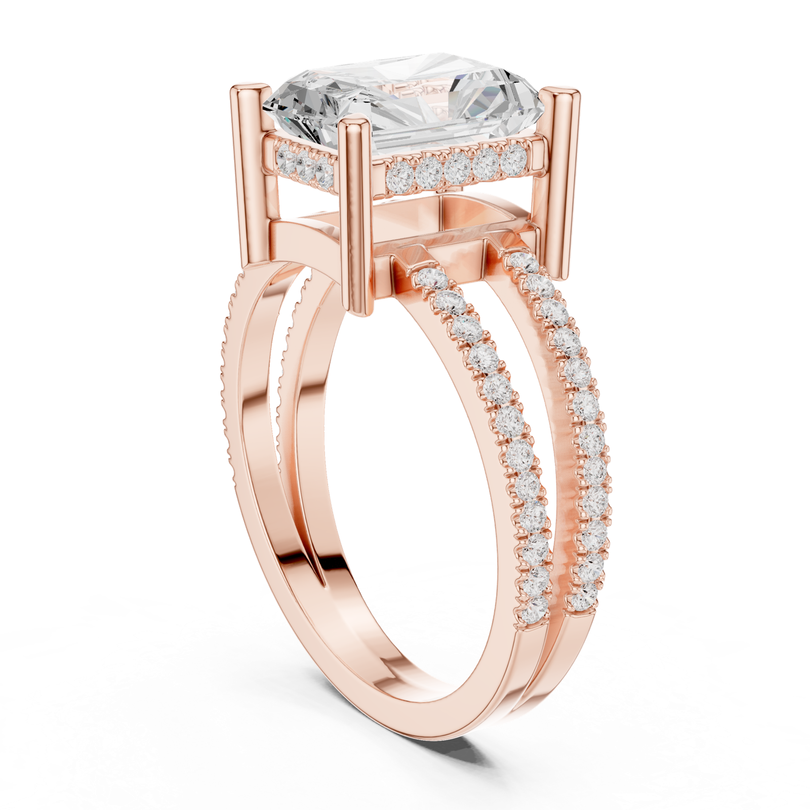 Gold Jewelry L36-13, Radiant center stone, Rose Gold, view 1